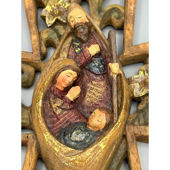 Nativity Wall Cross Christmas Decor 12" Baby Jesus Mary Joseph Faith Roman Inc - Picture 8 of 11
